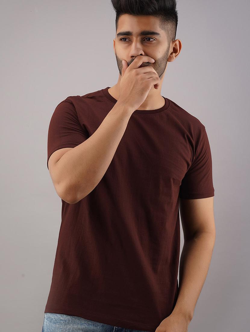 brown solid t-shirt - 17592845 - Zoom Image - 1