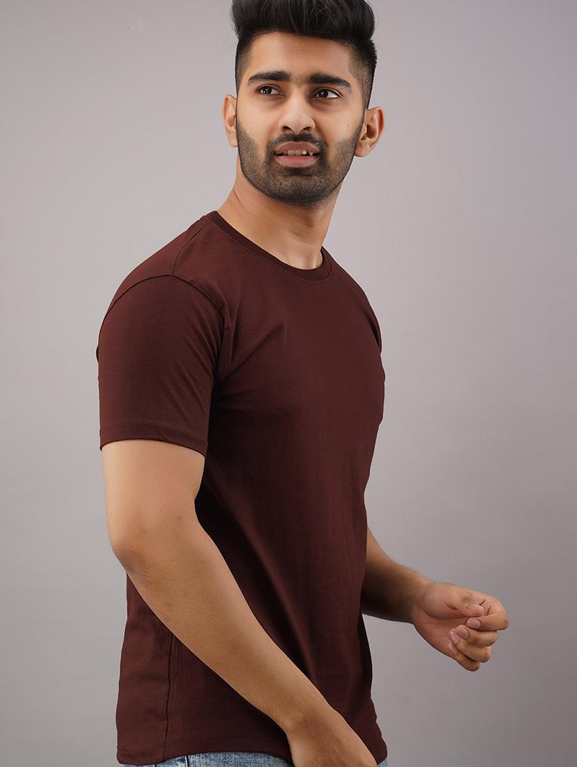 brown solid t-shirt - 17592845 - Zoom Image - 2