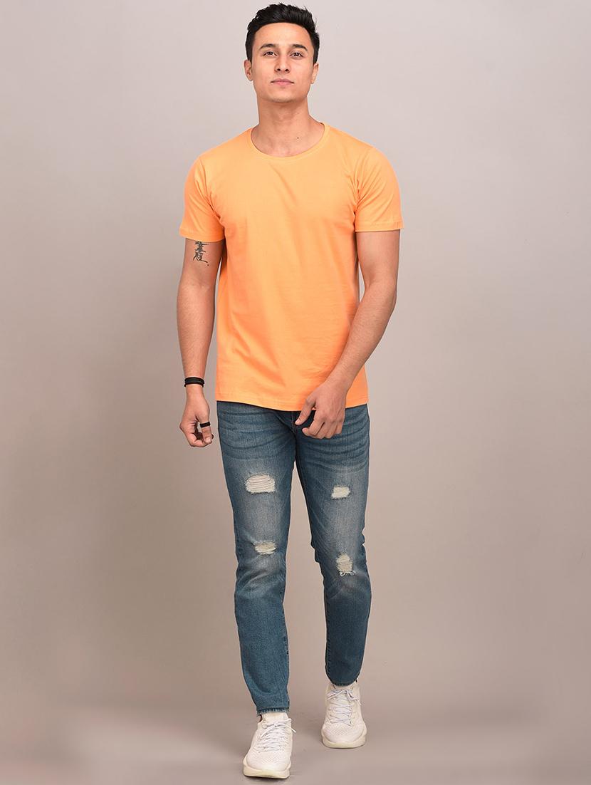 peach solid t-shirt - 17592856 - Zoom Image - 4