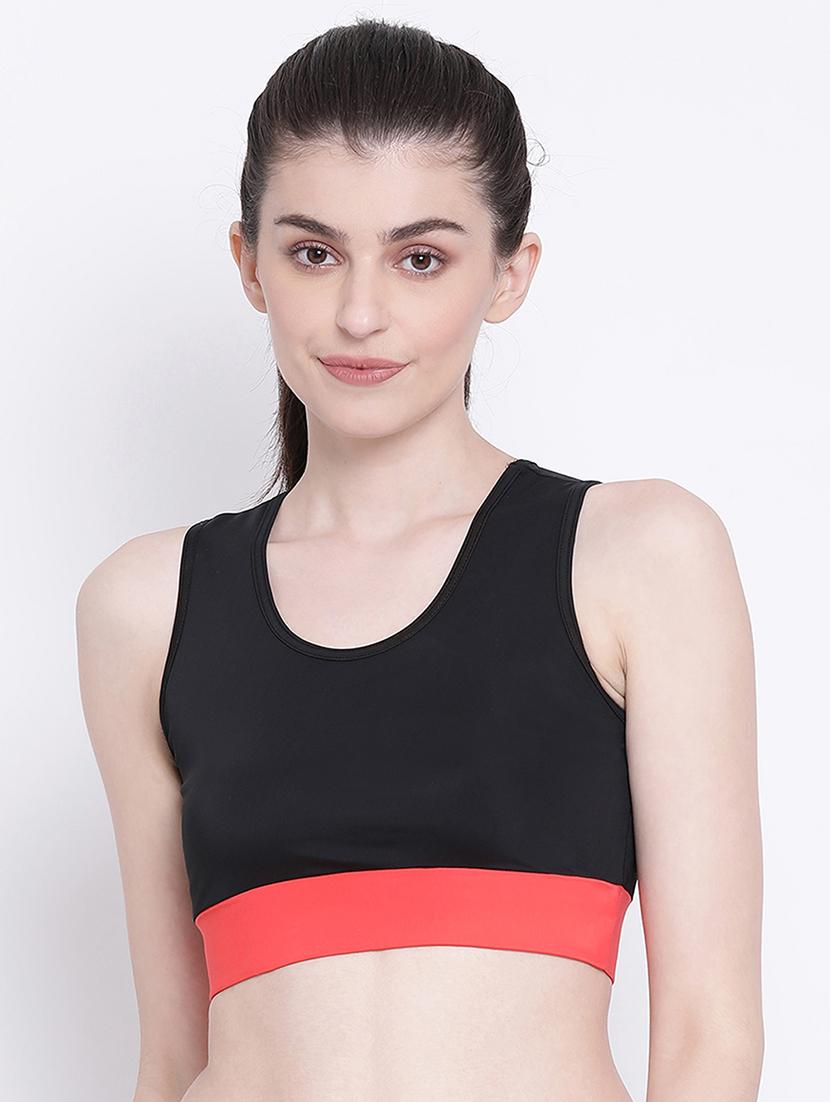 black solid sports bra