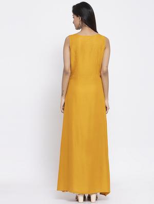 yellow solid maxi dress - 17593041 - Standard Image - 3