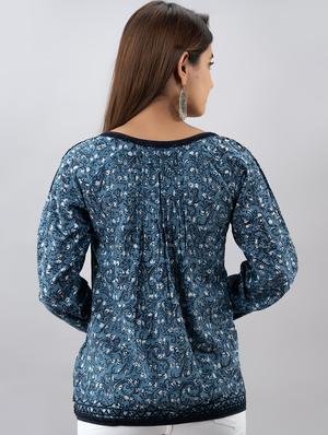 tie up neck printed top - 17593952 - Standard Image - 3
