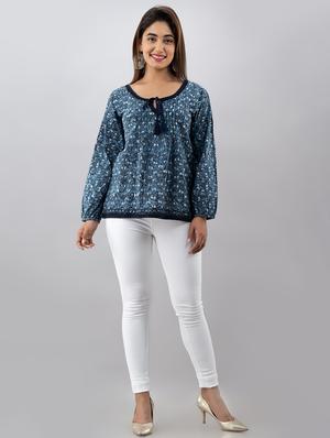 tie up neck printed top - 17593952 - Standard Image - 4
