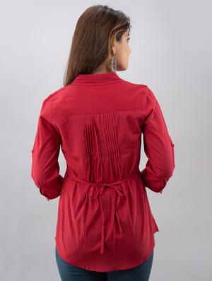pleat detail solid shirt - 17593977 - Standard Image - 3