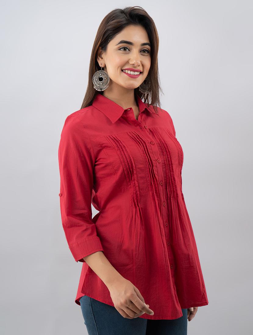 pleat detail solid shirt - 17593977 - Zoom Image - 2
