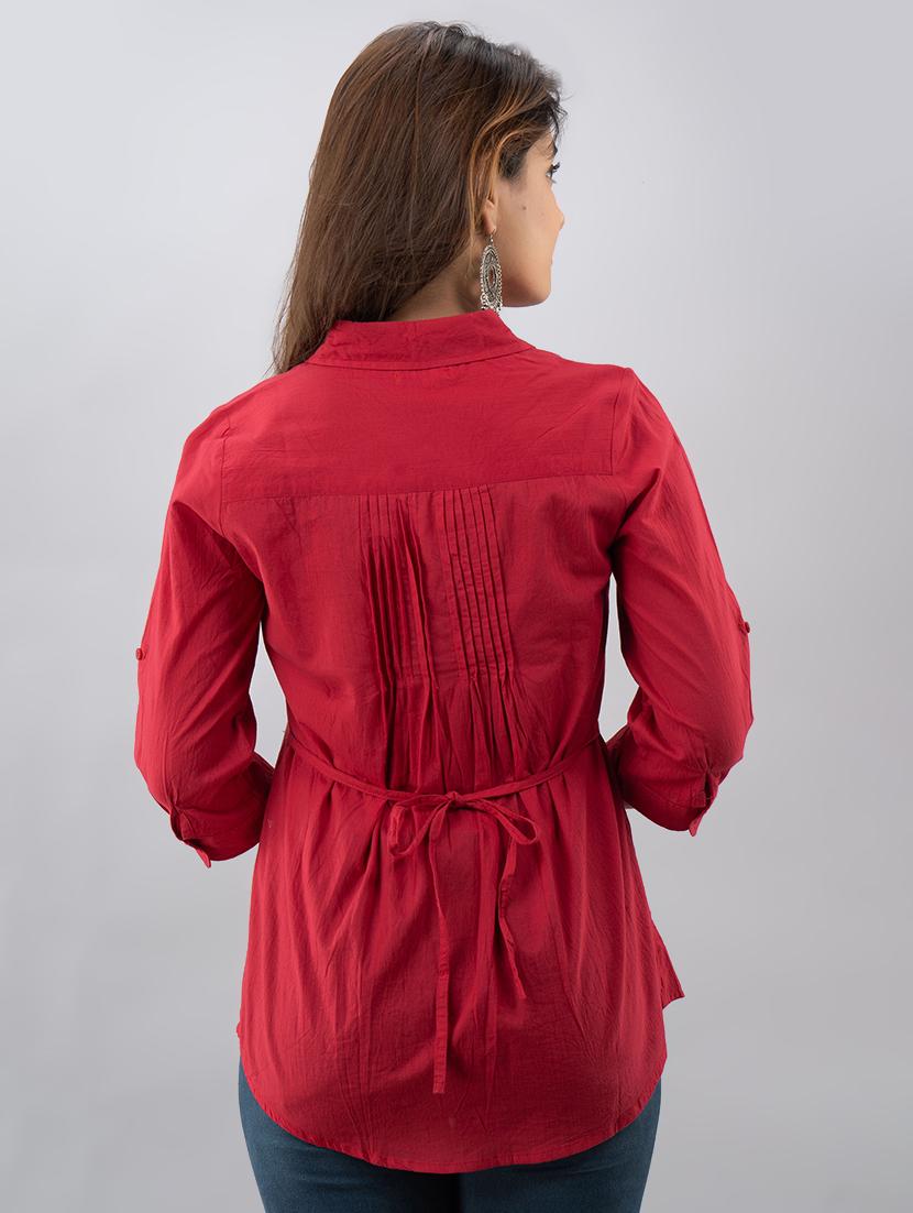 pleat detail solid shirt - 17593977 - Zoom Image - 3