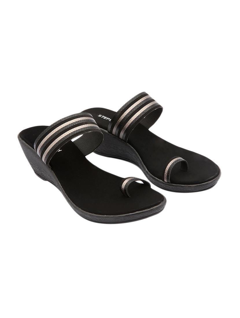 black casual wedges slippers - 17594217 - Zoom Image - 1