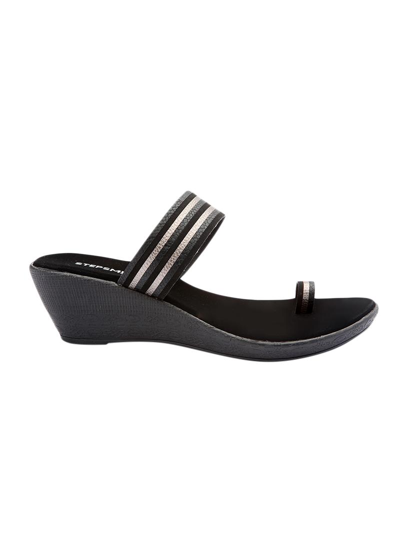 black casual wedges slippers - 17594217 - Zoom Image - 2