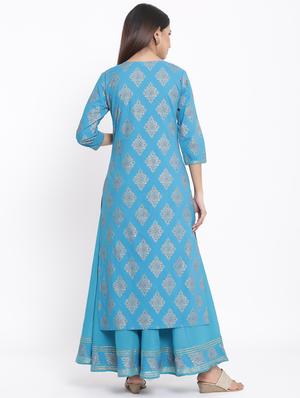 turquoise kurta skirt set - 17594223 - Standard Image - 3