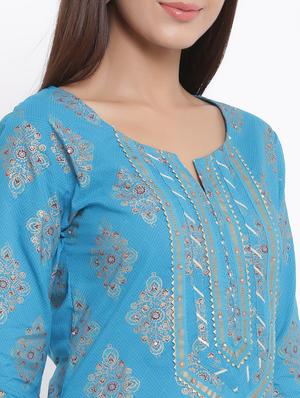 turquoise kurta skirt set - 17594223 - Standard Image - 4