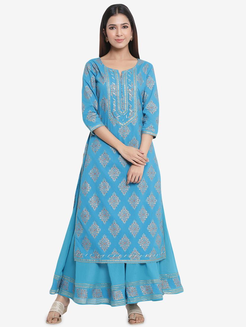 turquoise kurta skirt set - 17594223 - Zoom Image - 1
