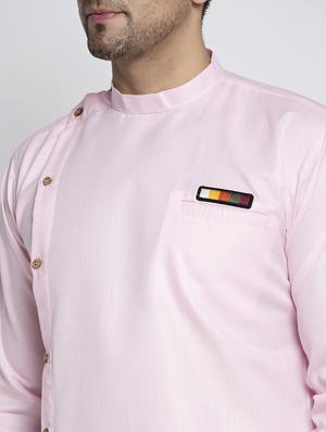 pink solid asymmetric kurta pajama ethnic set - 17594254 - Standard Image - 4