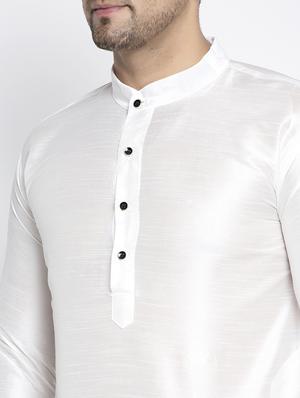 white solid asymmetric kurta pajama ethnic set - 17594283 - Standard Image - 4