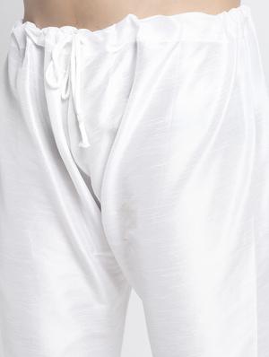 white solid asymmetric kurta pajama ethnic set - 17594283 - Standard Image - 5