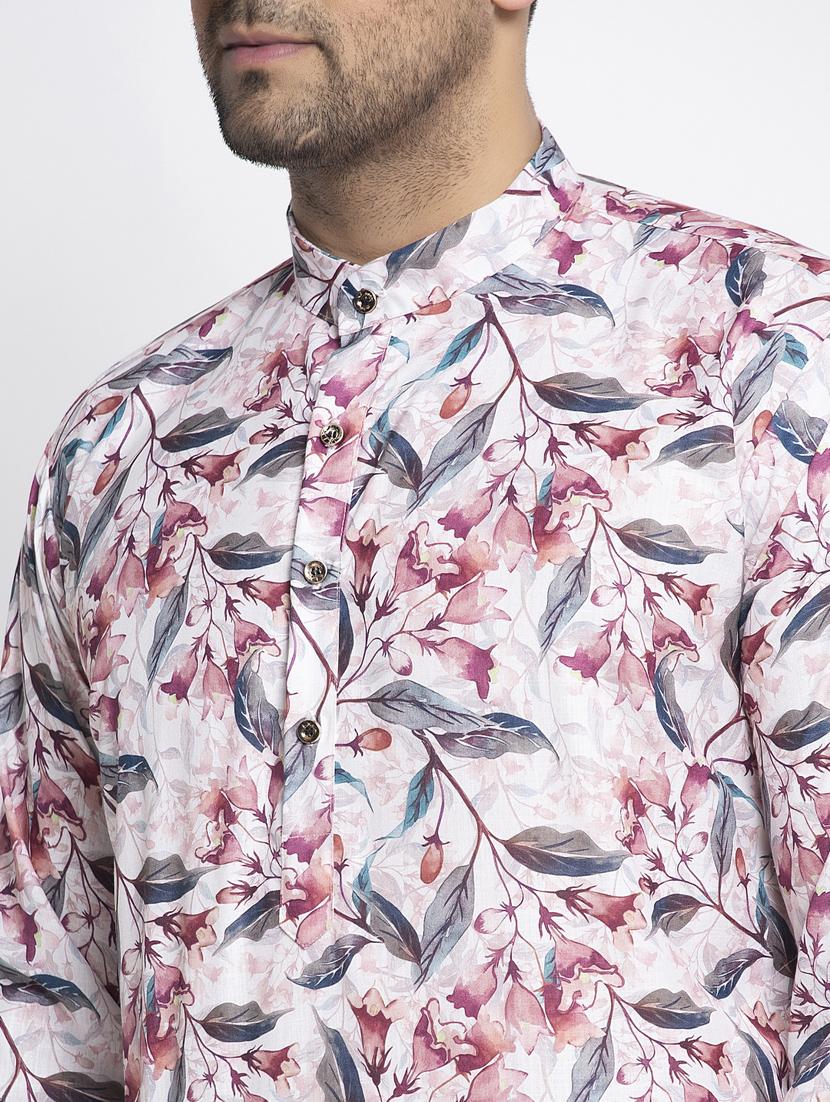 white floral kurta pajama ethnic set - 17594287 - Zoom Image - 4