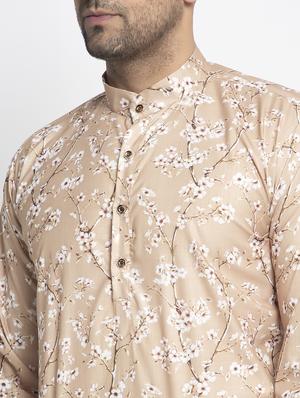 beige floral kurta pajama ethnic set - 17594288 - Standard Image - 4