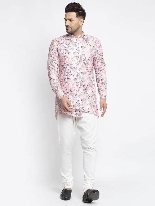 pink floral asymmetric kurta pajama set - 17594305 - Standard Image - 1