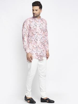 pink floral asymmetric kurta pajama set - 17594305 - Standard Image - 2