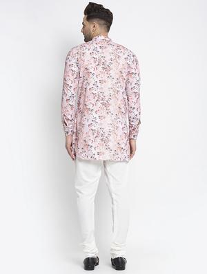 pink floral asymmetric kurta pajama set - 17594305 - Standard Image - 3