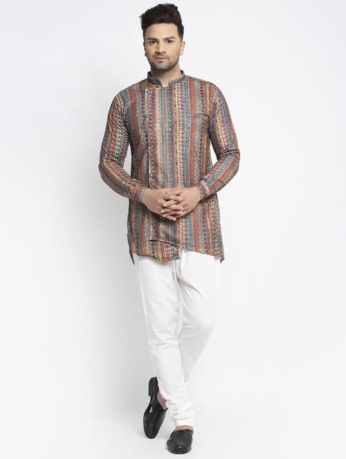 multi aztec printed asymmetric kurta pajama set - 17594312 - Standard Image - 1