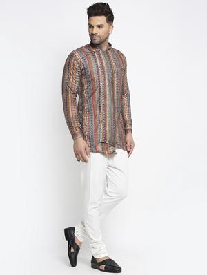 multi aztec printed asymmetric kurta pajama set - 17594312 - Standard Image - 2