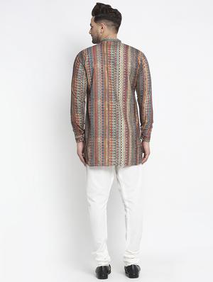 multi aztec printed asymmetric kurta pajama set - 17594312 - Standard Image - 3