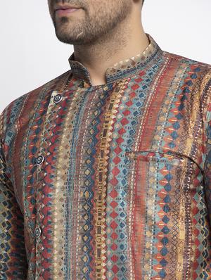 multi aztec printed asymmetric kurta pajama set - 17594312 - Standard Image - 4