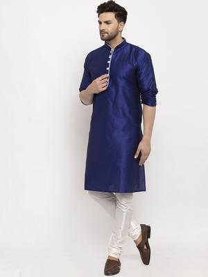 navy blue solid kurta pajama ethnic wear set - 17594317 - Standard Image - 2
