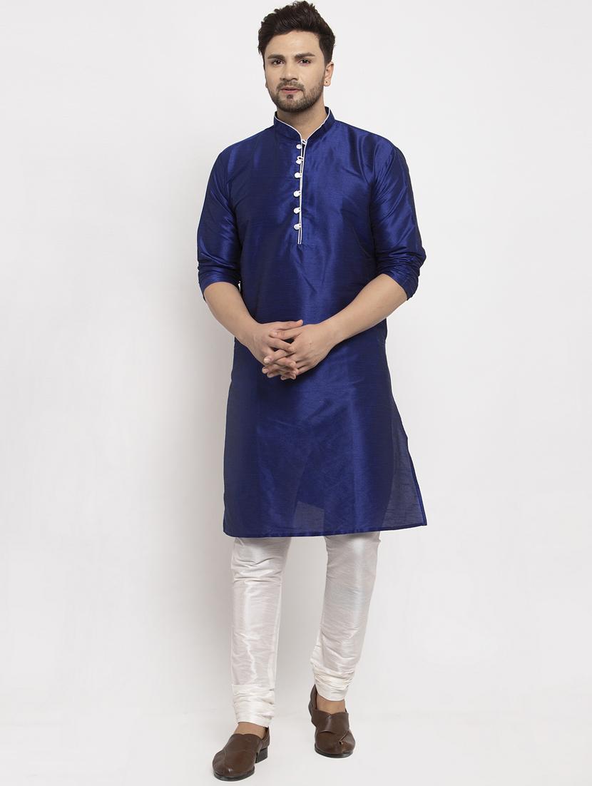 navy blue solid kurta pajama ethnic wear set - 17594317 - Zoom Image - 1