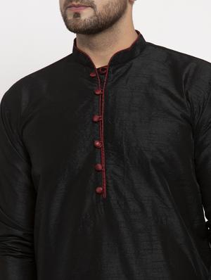 black solid kurta pajama ethnic wear set - 17594318 - Standard Image - 4
