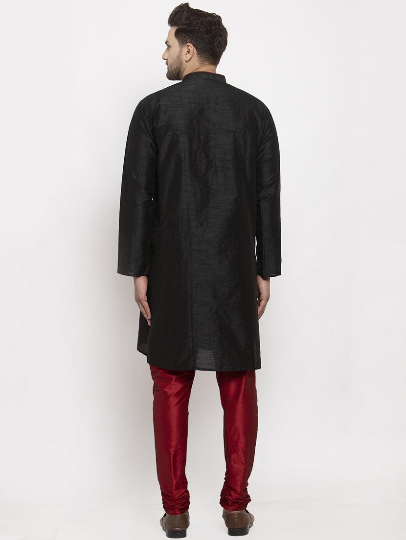 black solid kurta pajama ethnic wear set - 17594318 - Zoom Image - 3