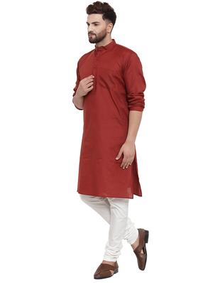 maroon solid long kurta - 17594332 - Standard Image - 2