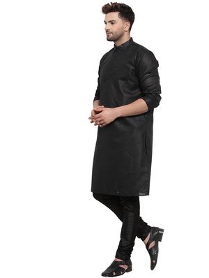 black solid long kurta - 17594333 - Standard Image - 2