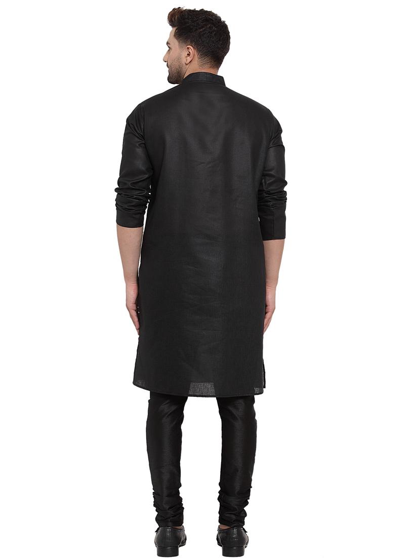 black solid long kurta - 17594333 - Zoom Image - 3