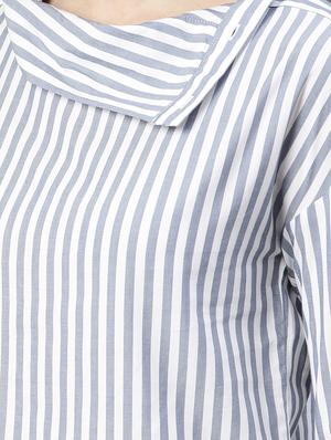 asymmetric hem striped top - 17594446 - Standard Image - 5