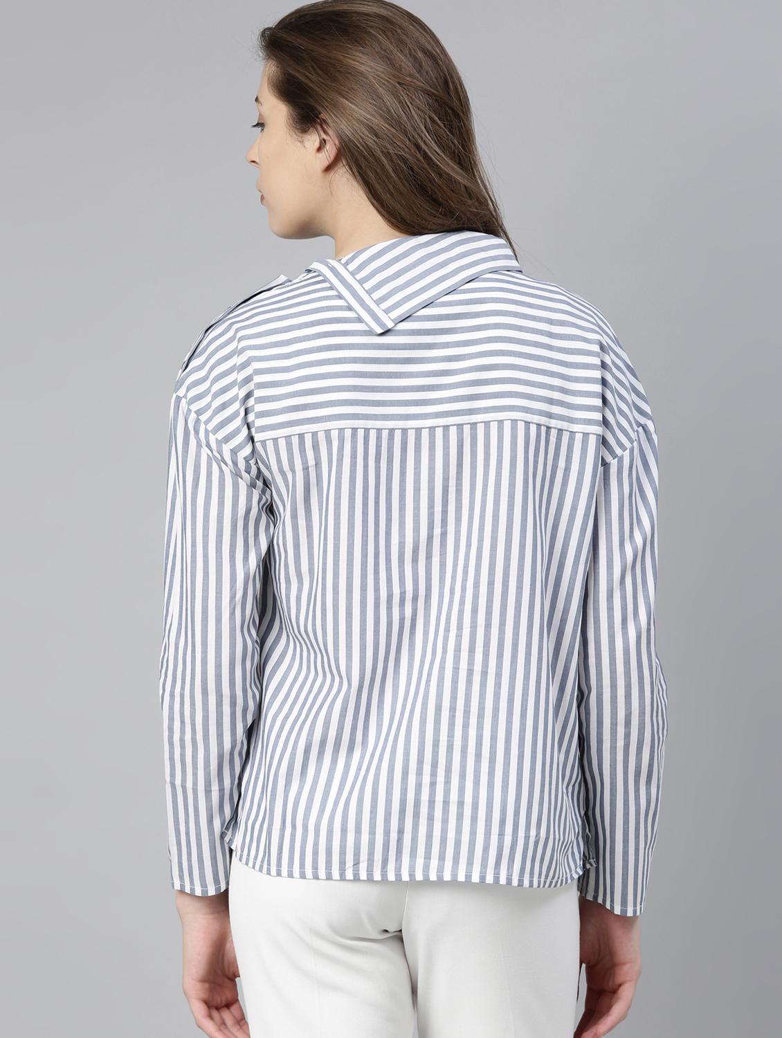 asymmetric hem striped top - 17594446 - Zoom Image - 3