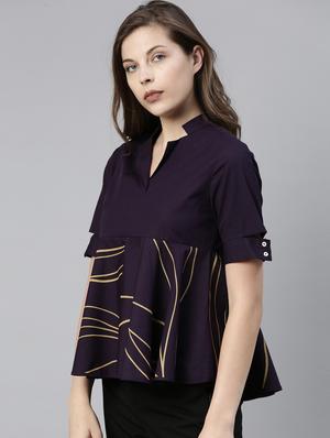 mandarin neck peplum top - 17594448 - Standard Image - 2