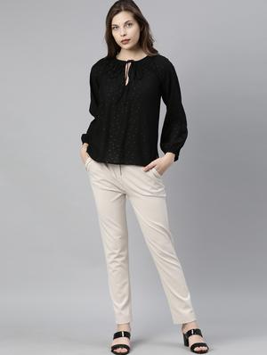tie up neck solid top - 17594449 - Standard Image - 4