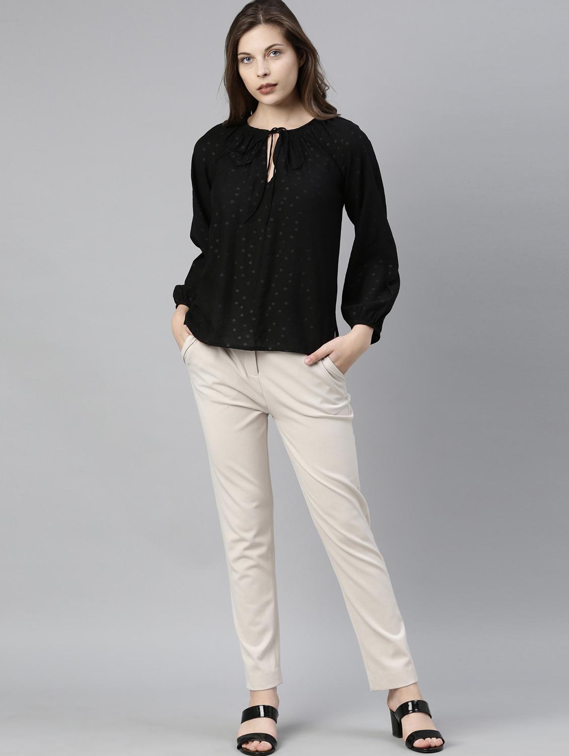tie up neck solid top - 17594449 - Zoom Image - 4