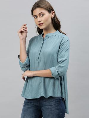 mandarin neck striped top - 17594469 - Standard Image - 2