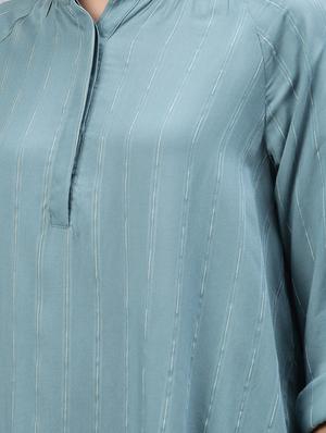 mandarin neck striped top - 17594469 - Standard Image - 5