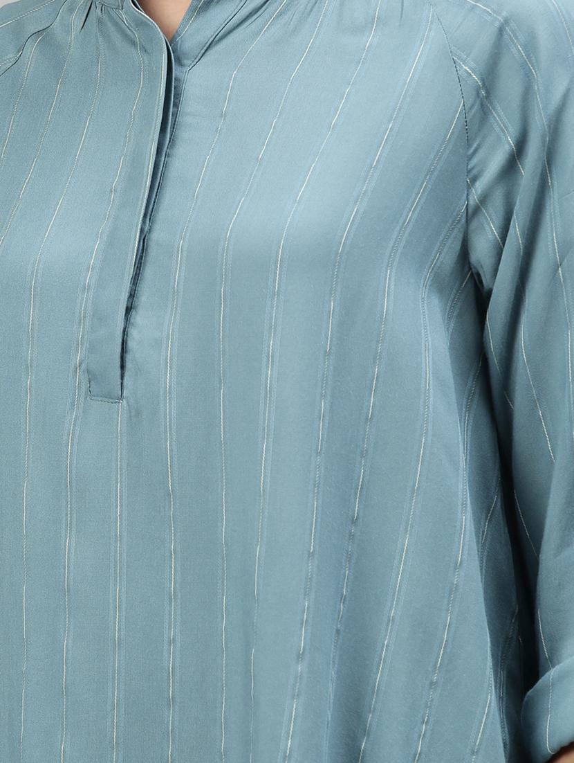 mandarin neck striped top - 17594469 - Zoom Image - 5