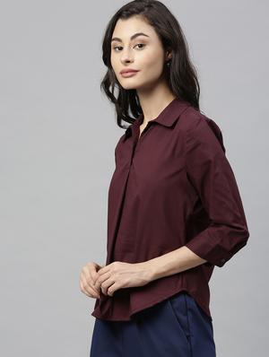shirt collar solid top - 17594483 - Standard Image - 2