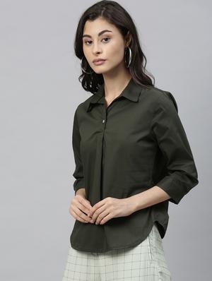 shirt collar solid top - 17594484 - Standard Image - 2