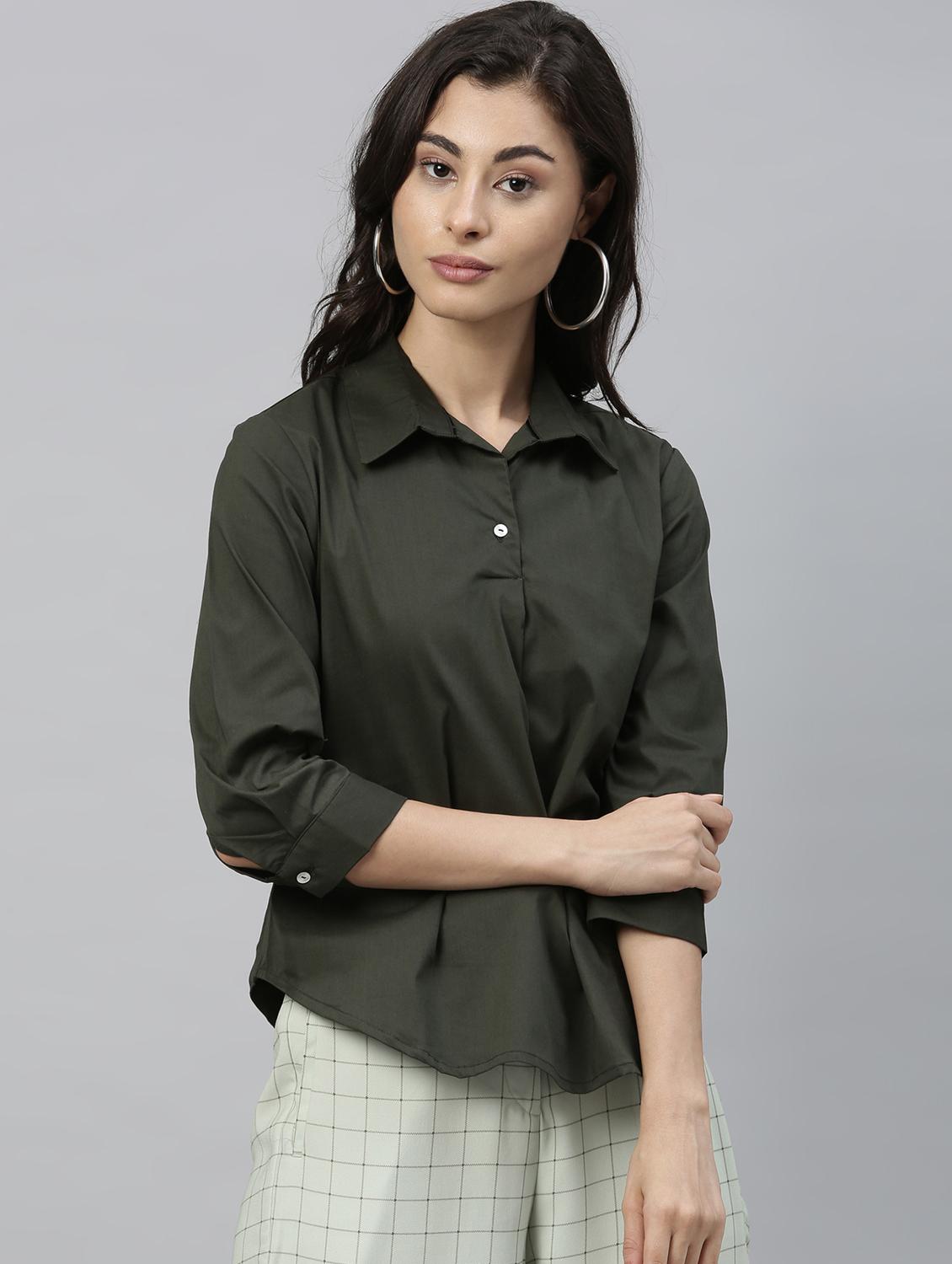 shirt collar solid top - 17594484 - Zoom Image - 1