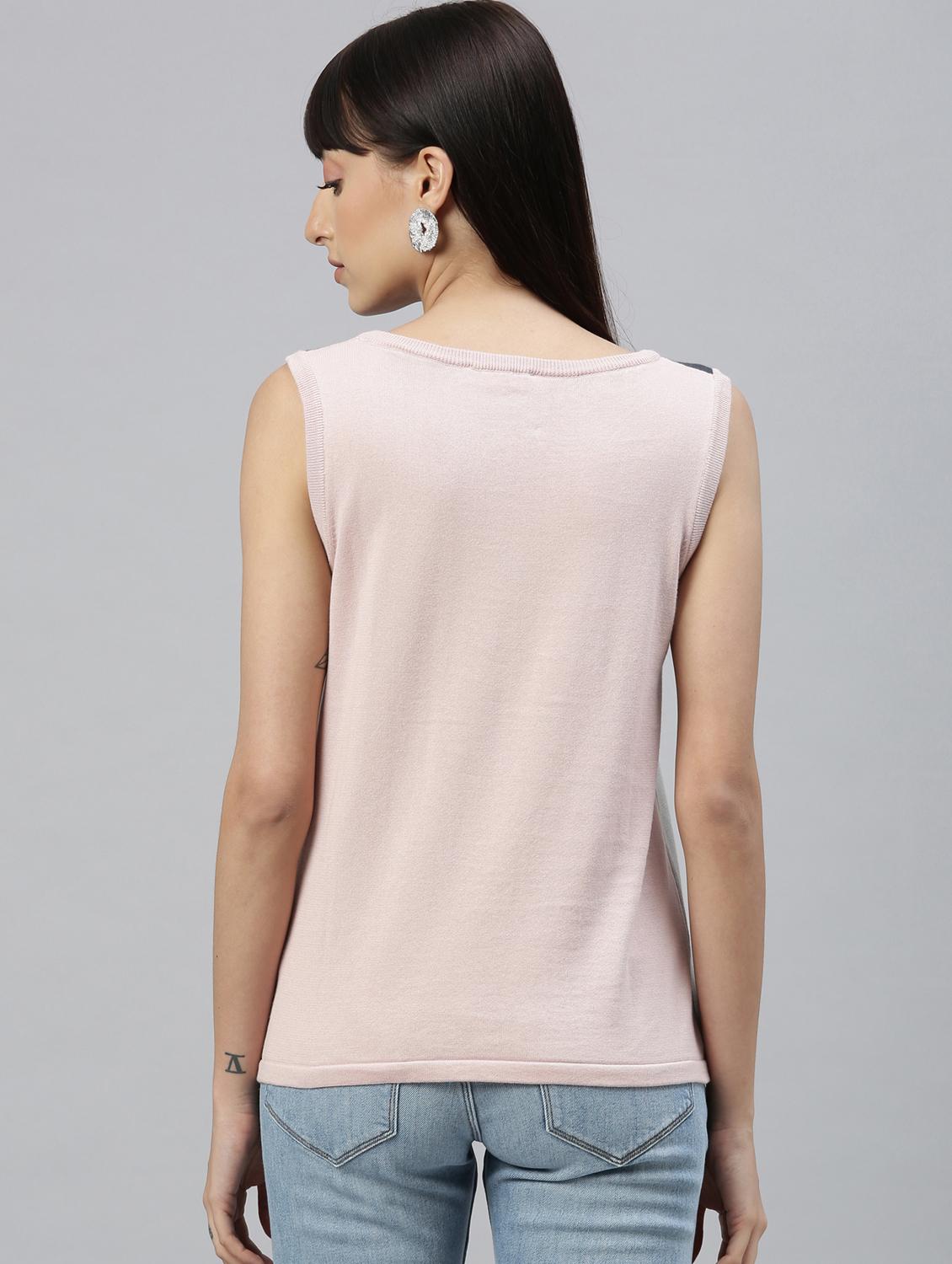round neck color block top - 17594523 - Zoom Image - 3