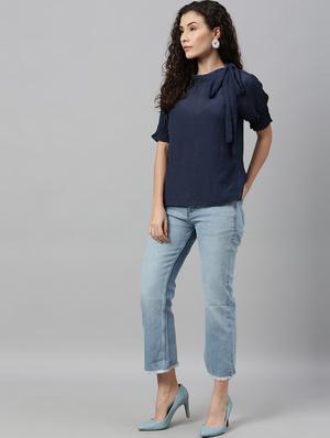 tie up neck solid top - 17594614 - Standard Image - 4