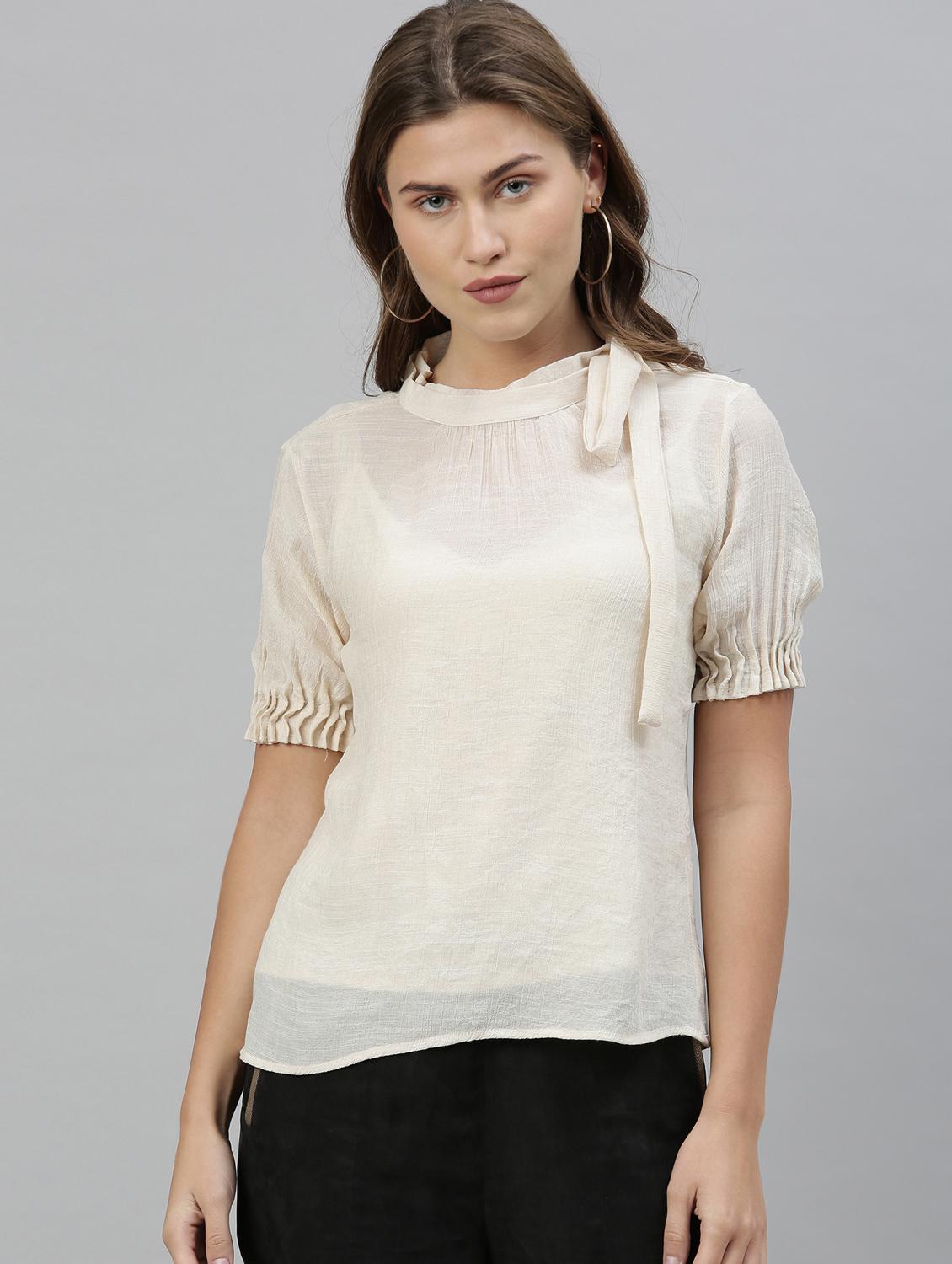tie up neck solid top - 17594616 - Zoom Image - 1