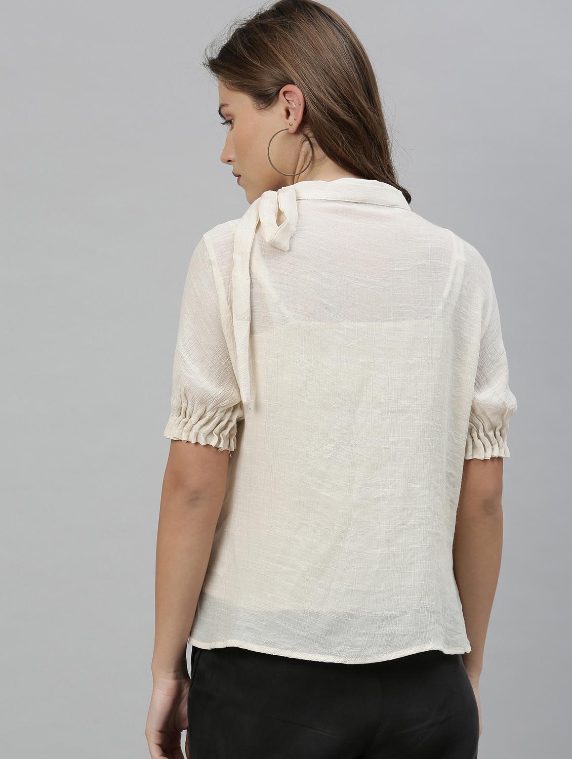 tie up neck solid top - 17594616 - Zoom Image - 3