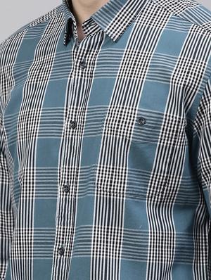 blue checkered casual shirt - 17594815 - Standard Image - 4